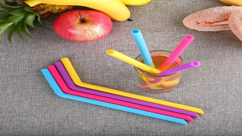 Reusable silicone drinking straw