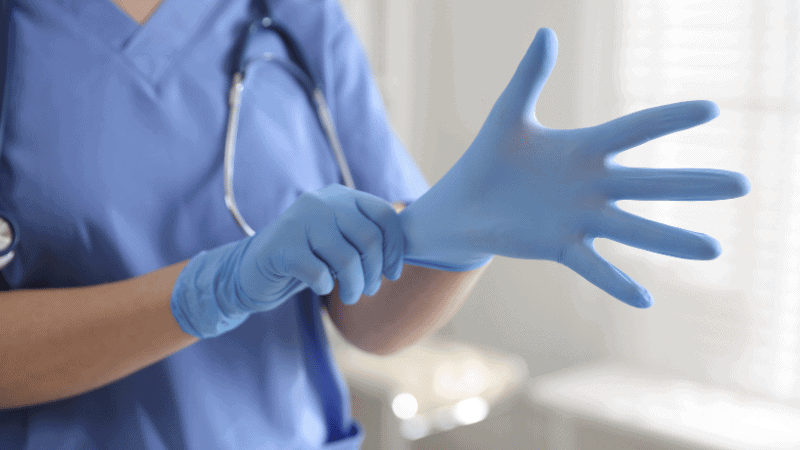 Nitrile gloves for medical application