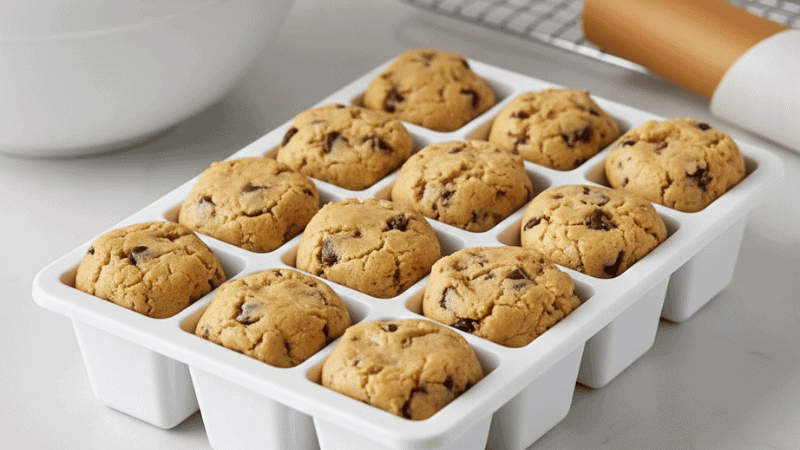 cookie dough in ice cube trays