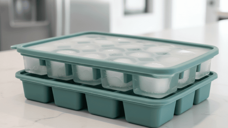 Silicone ice cube trays with a lid