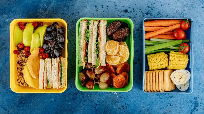 Silicone food storage containers used for packing lunches