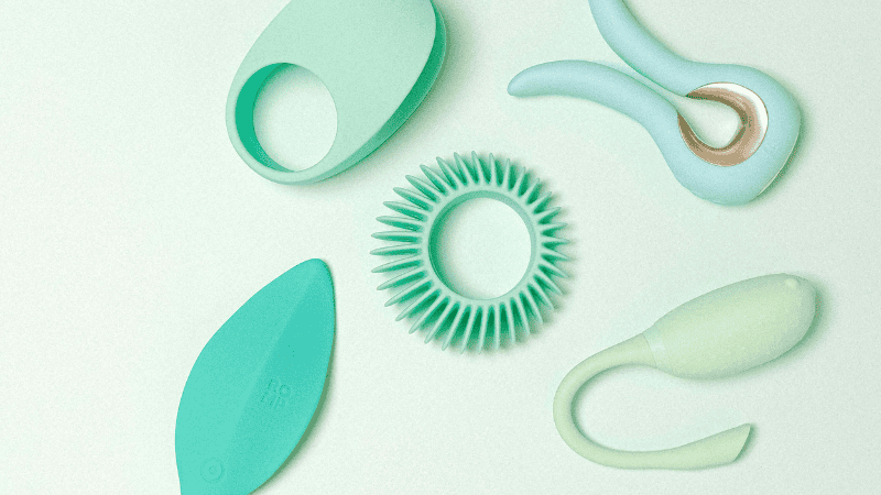 blue and green silicone sex toys