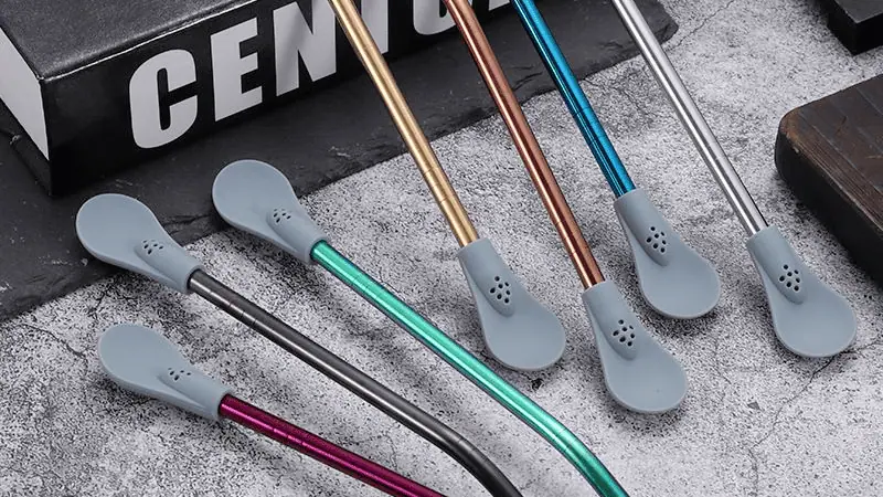 Spoon Silicone Straws