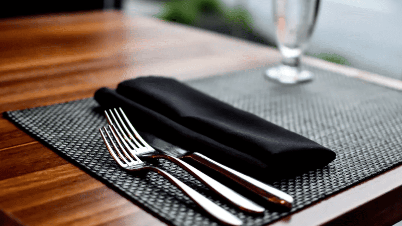 black and silver textured silicone placemat