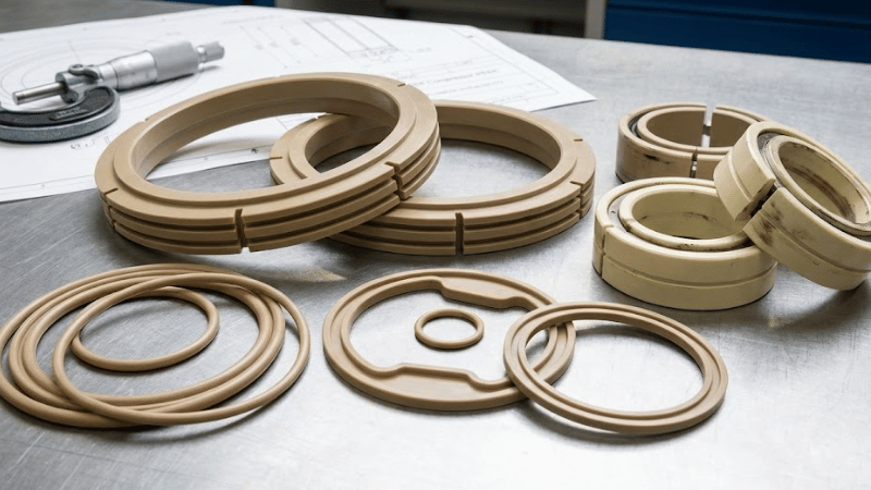 PEEK seals, bearings, and compressor rings
