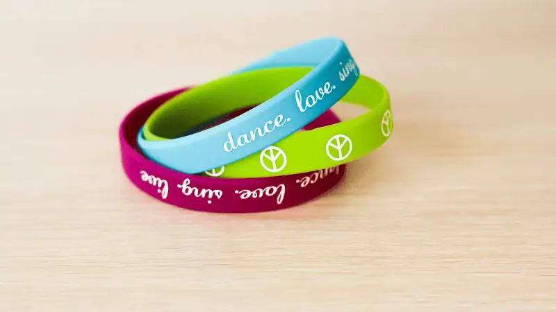 Display of printed characters on the silicone wristband