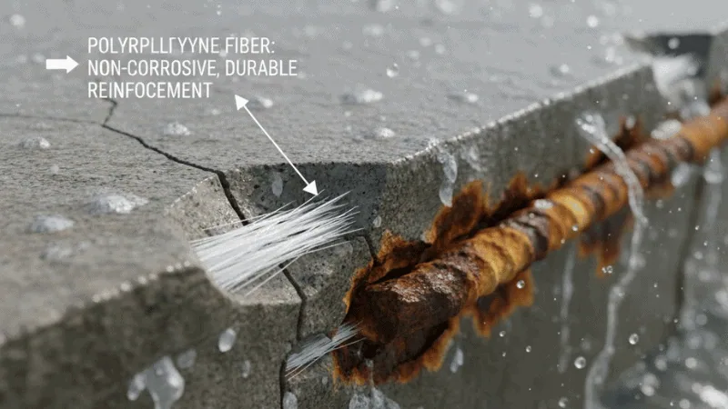 Polypropylene fiber provides durable reinforcement without rust-related degradation.