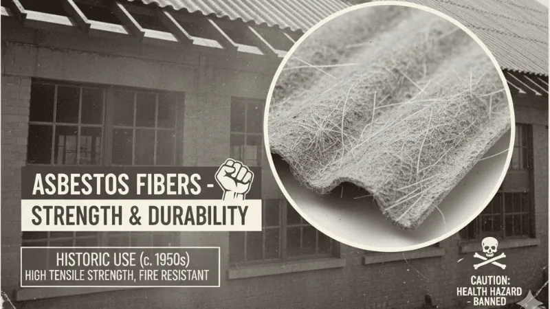 Asbestos fibers were used to boost the durability and strength of a structure in the 1900s. 