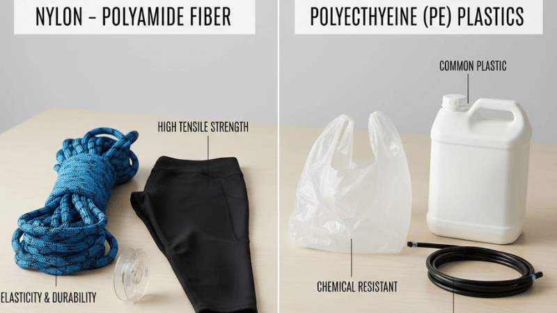 nylon and polyethylene