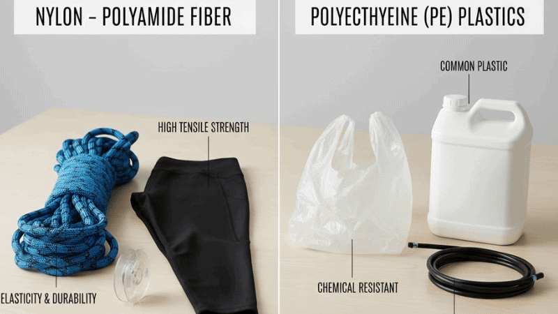 nylon and polyethylene