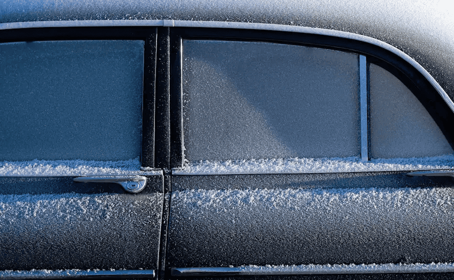 car in cold with rubber weatherstripping