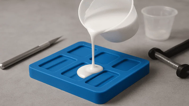 Pouring silicone to create DIY silicone rubber keypad
