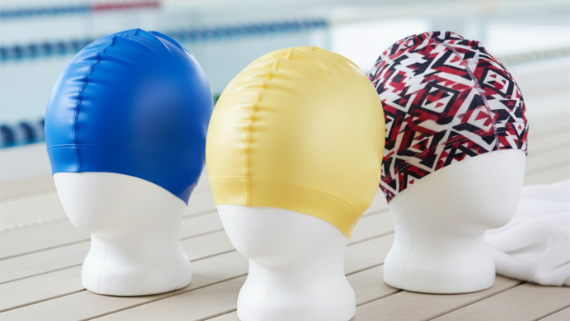 A comparison of silicone, latex, and lycra swim caps